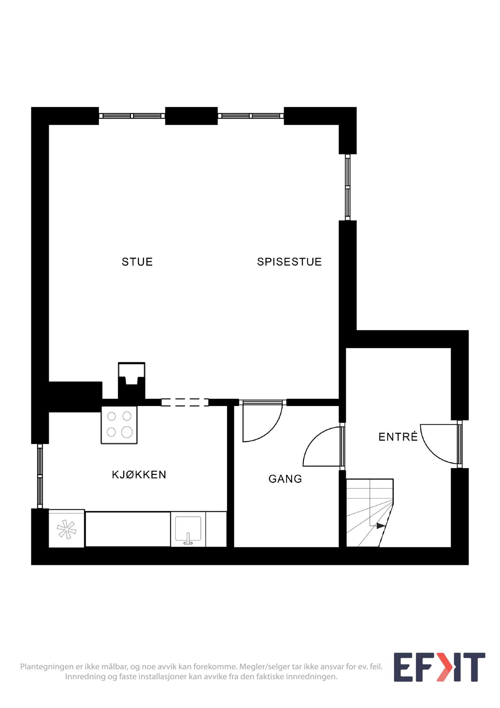 Plantegning 1. etasje våningshus