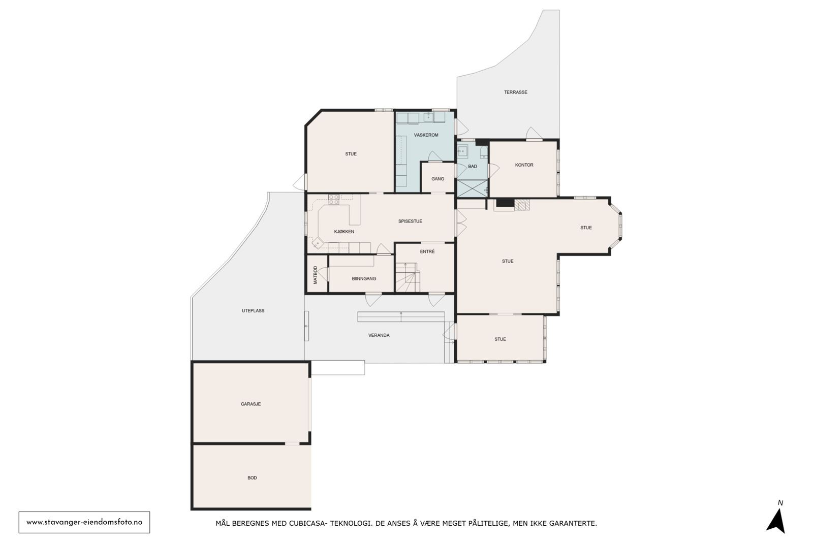 Plantegning hus 1. etasje og garasje