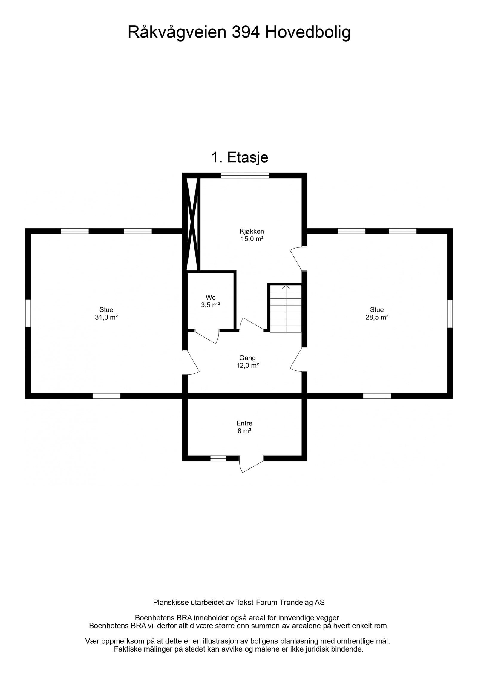 Våningshus - Planskisse 1. etasje